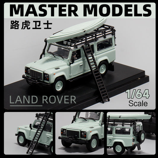 Master Model 1:64 Land Rover Defender 110 Light Green Edition with Roof Rack + Kayak + Ladder
