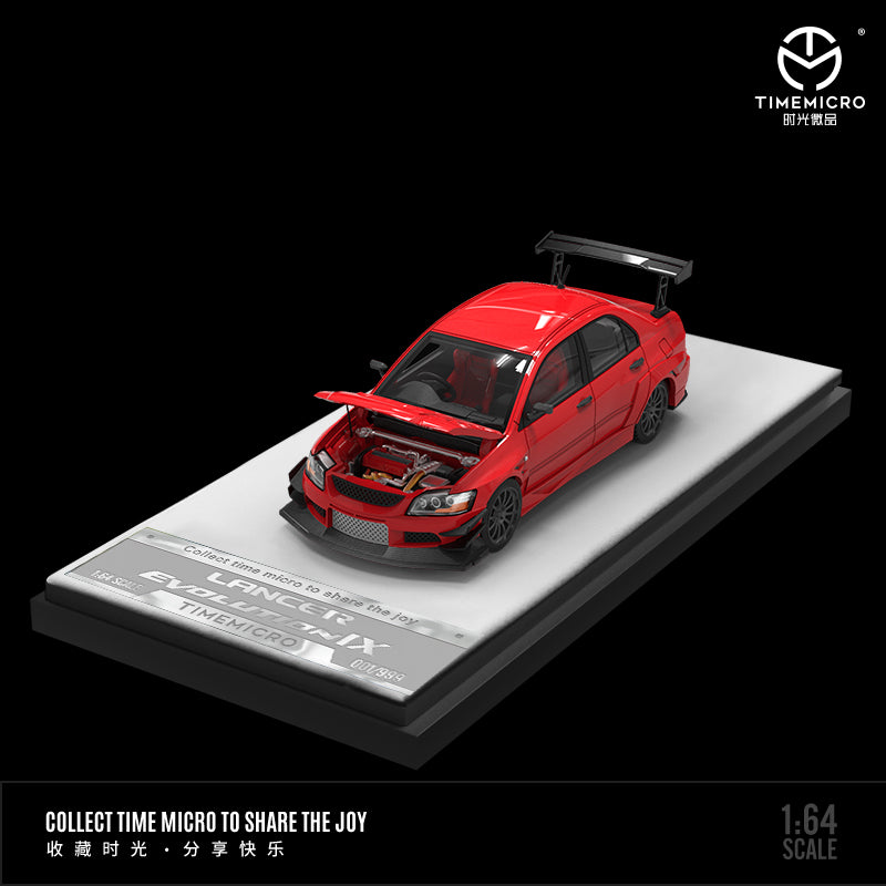 Time Micro 1/64 Mitsubishi Lancer Evolution IX Evo 9 Red Openable Engine Hood