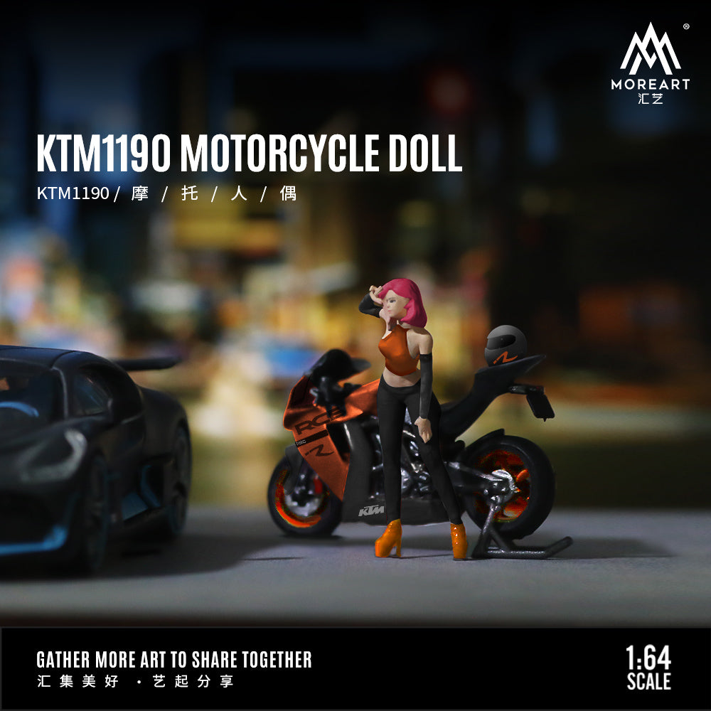 MoreArt 1:64 KTM 1190 Adventure Orange and Black Motorcycle Doll Figure Set (1 Motorcycle + 1 Figure)