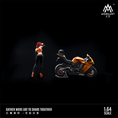 MoreArt 1:64 KTM 1190 Adventure Orange and Black Motorcycle Doll Figure Set (1 Motorcycle + 1 Figure)