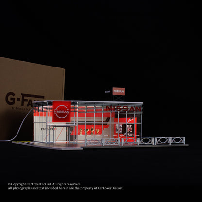 G-Fans 1:64 Nissan NISMO Architectural Scene Model LED Light Diorama with Car Parking Lot