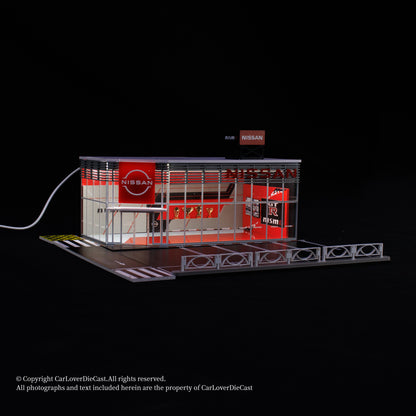 G-Fans 1:64 Nissan NISMO Architectural Scene Model LED Light Diorama with Car Parking Lot
