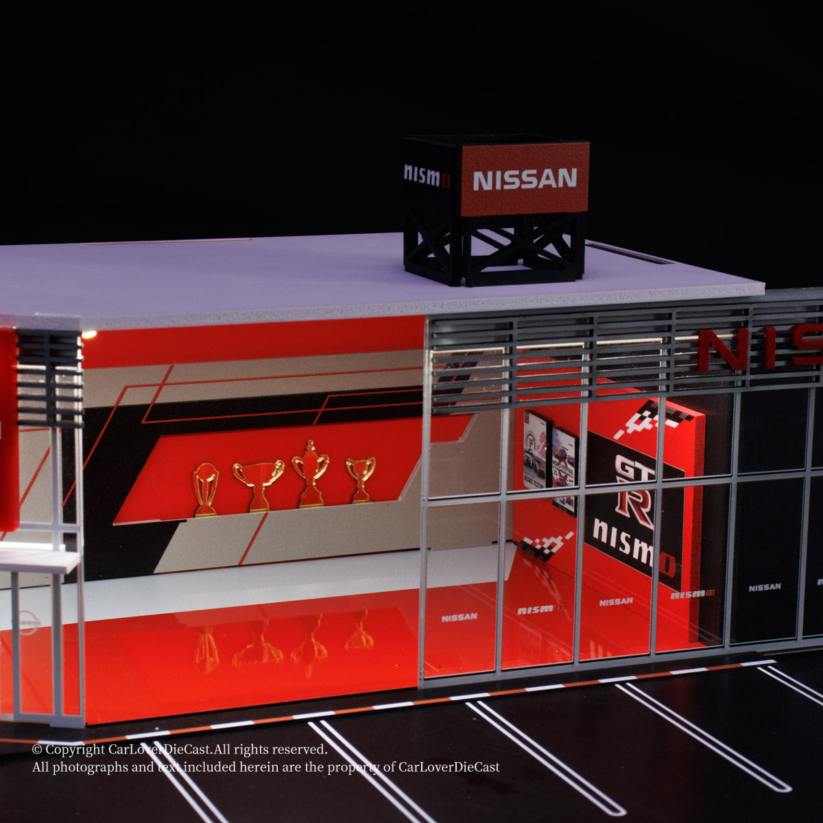 G-Fans 1:64 Nissan NISMO Architectural Scene Model LED Light Diorama with Car Parking Lot