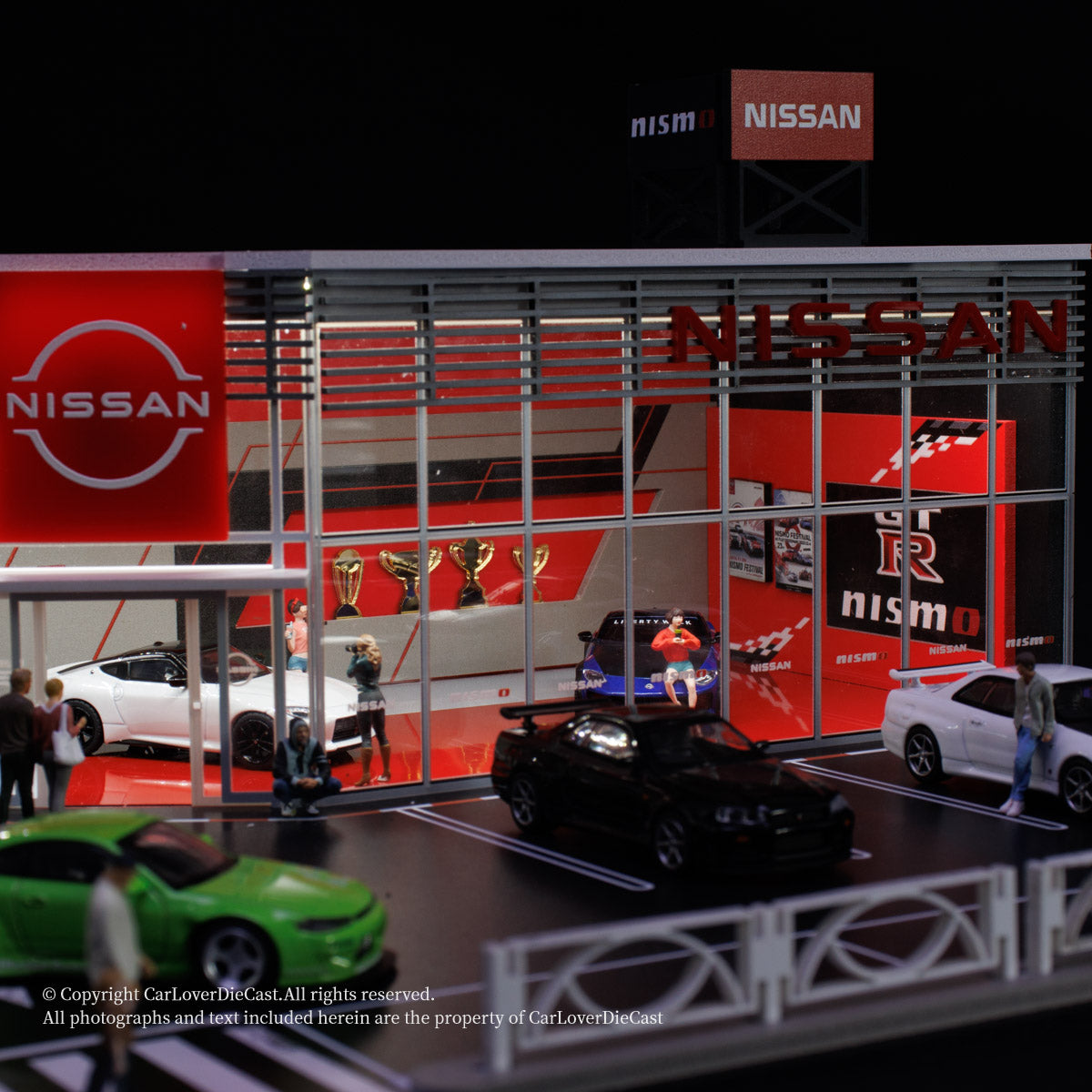 G-Fans 1:64 Nissan NISMO Architectural Scene Model LED Light Diorama with Car Parking Lot