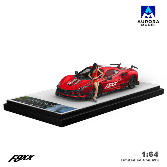 Aurora Model 1:64 Ferrari F8 F8XX Mansory Custom Red with Model Girl Figure