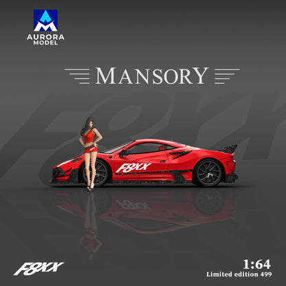 Aurora Model 1:64 Ferrari F8 F8XX Mansory Custom Red with Model Girl Figure