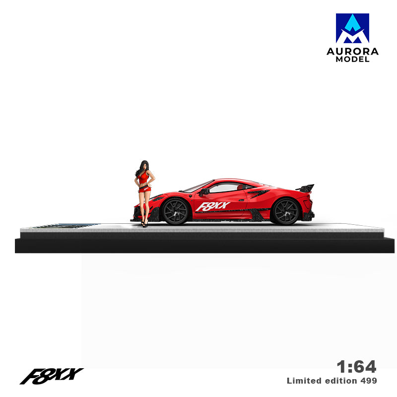 Aurora Model 1:64 Ferrari F8 F8XX Mansory Custom Red with Model Girl Figure