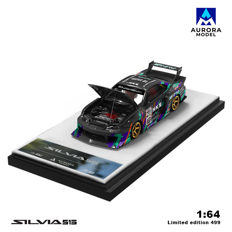 Aurora Model 1:64 Nissan Silvia S15 Openable Engine Hood HKS Edition