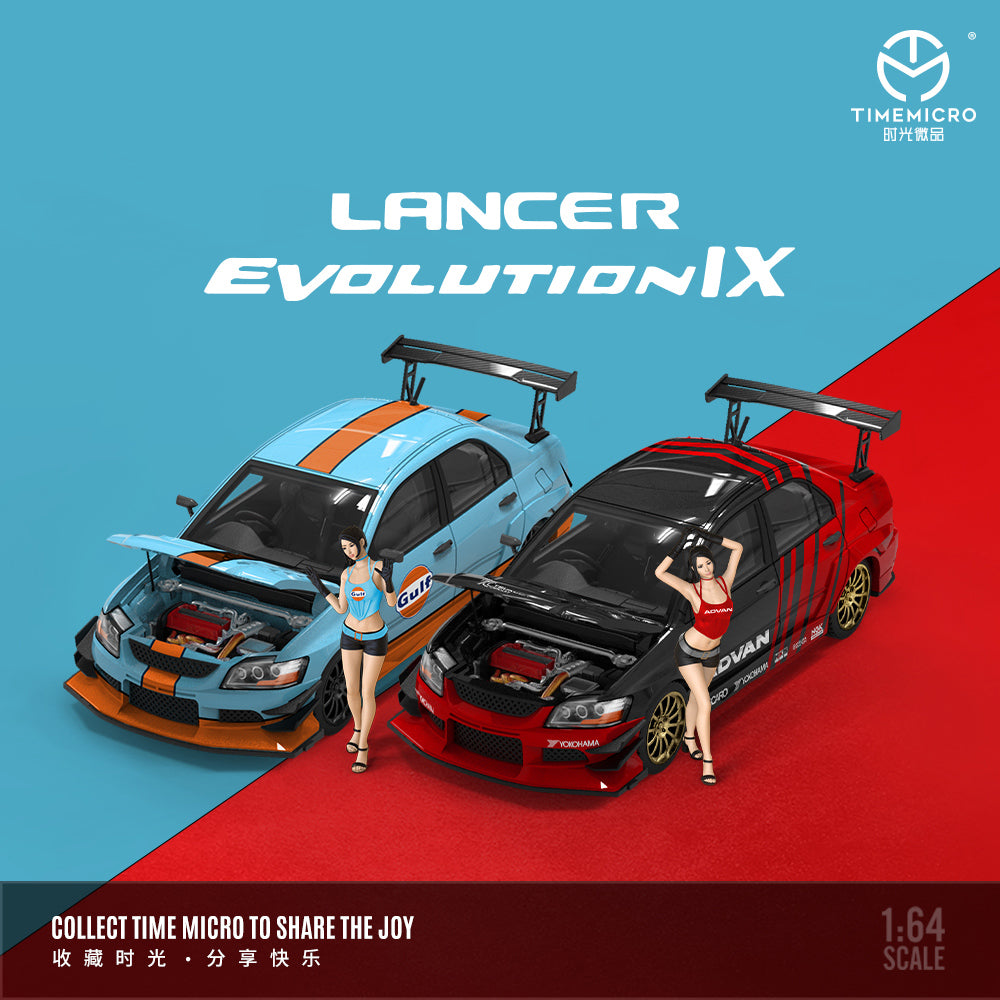 Time Micro 1/64 Mitsubishi Lancer Evolution IX Evo Openable Engine Hood ADVAN Edition