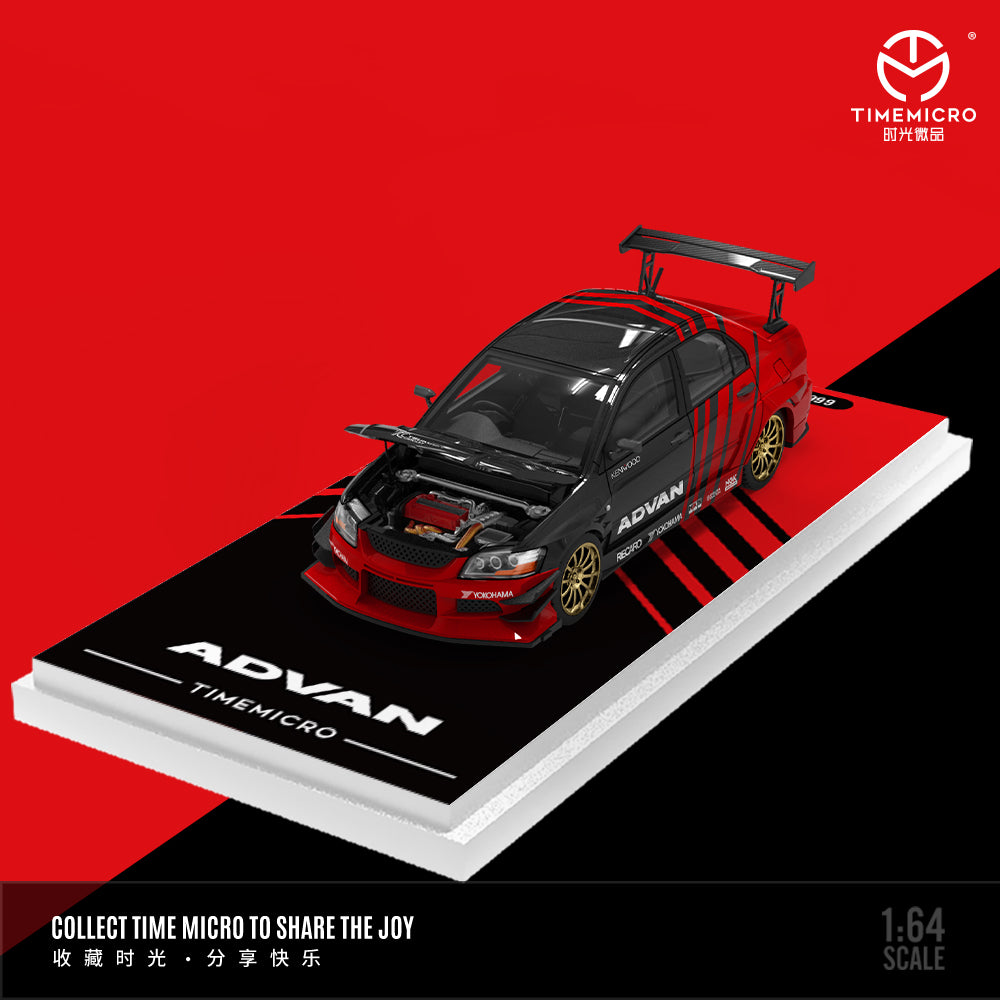 Time Micro 1/64 Mitsubishi Lancer Evolution IX Evo Openable Engine Hood ADVAN Edition