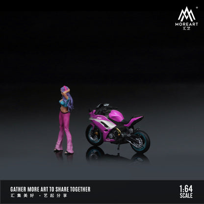 MoreArt 1:64 Kawasaki Ninja 650 Purple Motorcycle Doll Set (1 Motorcycle + 1 Figure)