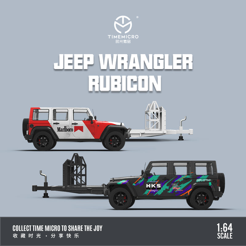 Time Micro 1:64 Jeep Wrangler Rubicon Marlboro Edition with Trailer