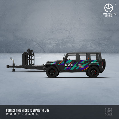 Time Micro 1:64 Jeep Wrangler Rubicon HKS Edition with Trailer