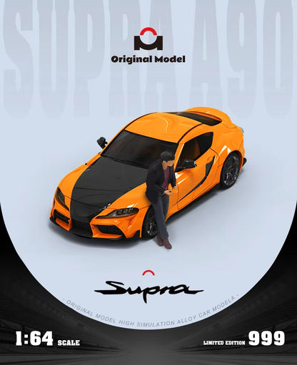 Original Model 1:64 Toyota Supra A90 Fast and Furious 9 Orange and Black with Han Model Figure