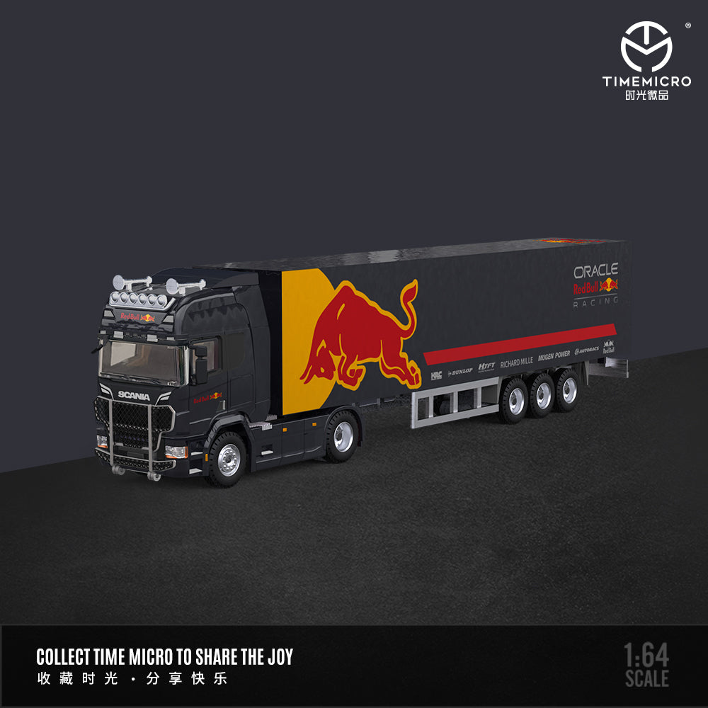Time Micro 1:64 Scania Container Truck Red Bull Racing Edition + Subaru WRX STI + Volkswagen Beetle +2 Figures Full Set