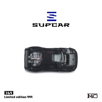 Supcar 1:64 Ferrari F40 Black Carbon in Premium Box Packaging