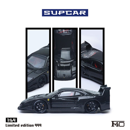 Supcar 1:64 Ferrari F40 Black Carbon in Premium Box Packaging