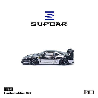 Supcar 1:64 Ferrari F40 Chrome Silver in Premium Box Packaging