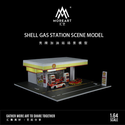 MoreArt 1:64 Shell Petrol Gas Station Scene Model LED Light Diorama