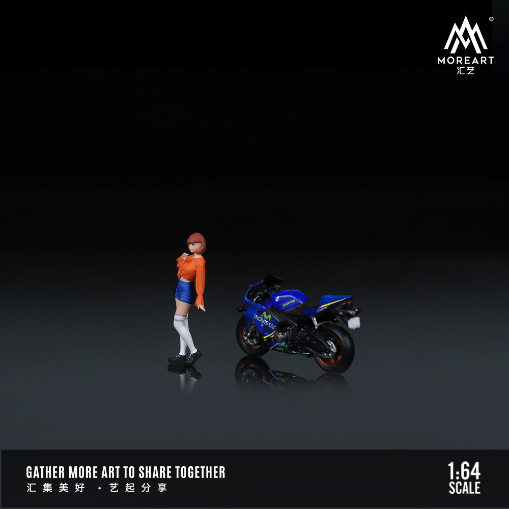 MoreArt 1:64 Honda CBR 600RR Blue Girl Motorcycle Figure Set (1 Motorcycle + 1 Figure)