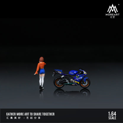 MoreArt 1:64 Honda CBR 600RR Blue Girl Motorcycle Figure Set (1 Motorcycle + 1 Figure)