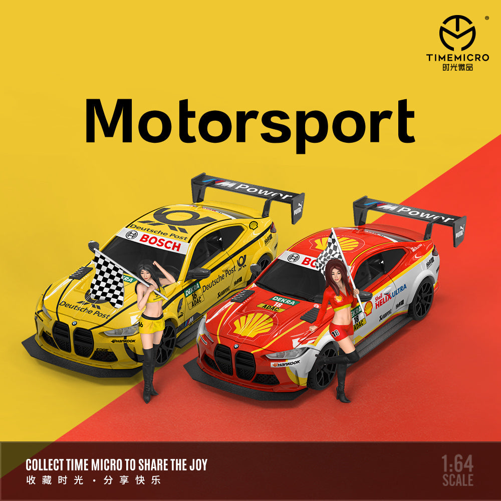 Time Micro 1/64 BMW M4 Deutsche Post Edition with Model Girl Figure
