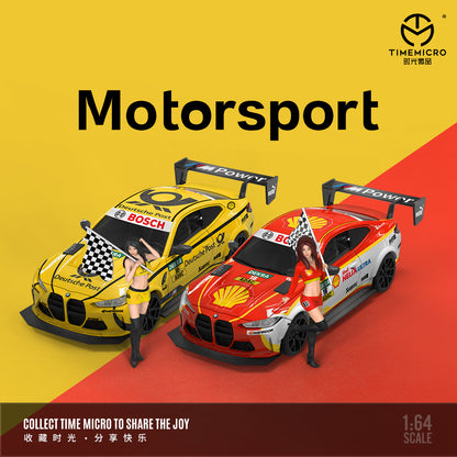 Time Micro 1/64 BMW M4 Deutsche Post Edition with Model Girl Figure