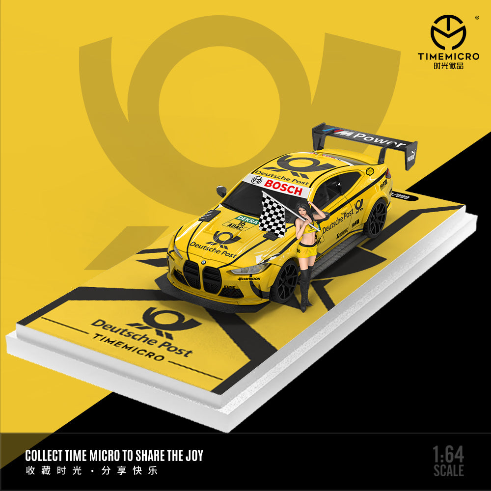 Time Micro 1/64 BMW M4 Deutsche Post Edition with Model Girl Figure