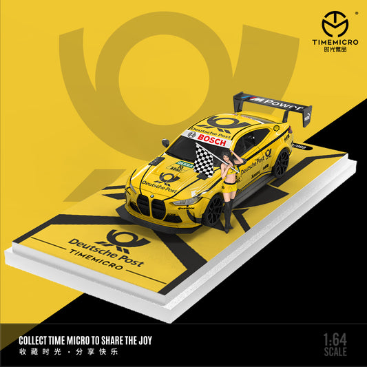Time Micro 1/64 BMW M4 Deutsche Post Edition with Model Girl Figure