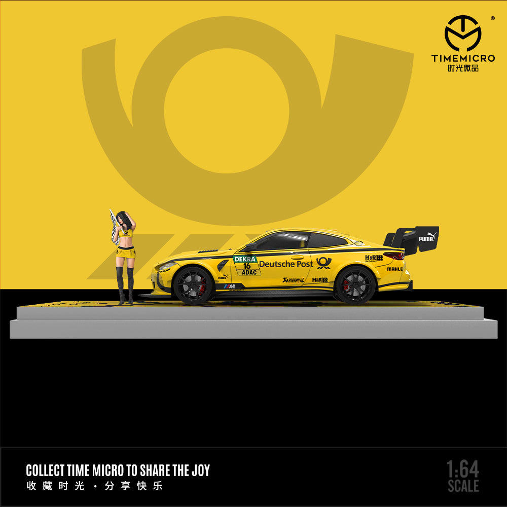 Time Micro 1/64 BMW M4 Deutsche Post Edition with Model Girl Figure