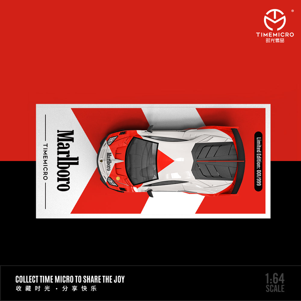 Time Micro 1:64 Lamborghini Aventador GT EVO Marlboro Edition with Model Girl Figure
