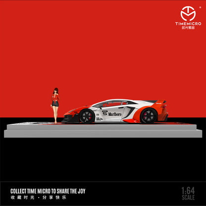 Time Micro 1:64 Lamborghini Aventador GT EVO Marlboro Edition with Model Girl Figure