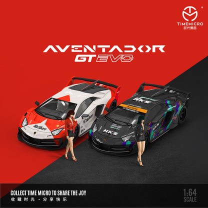 Time Micro 1:64 Lamborghini Aventador GT EVO Marlboro Edition with Model Girl Figure