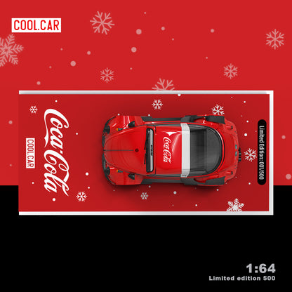 Cool.Car 1:64  Freightliner Container Truck Christmas Coca Cola Edition + Volkswagen Beetle + Volkswagen T1 Kombi Camper Van+2 Figures Full Set
