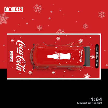 Cool.Car 1:64  Freightliner Container Truck Christmas Coca Cola Edition + Volkswagen Beetle + Volkswagen T1 Kombi Camper Van+2 Figures Full Set