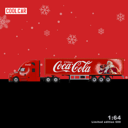 Cool.Car 1:64  Freightliner Container Truck Christmas Coca Cola Edition + Volkswagen Beetle + Volkswagen T1 Kombi Camper Van+2 Figures Full Set