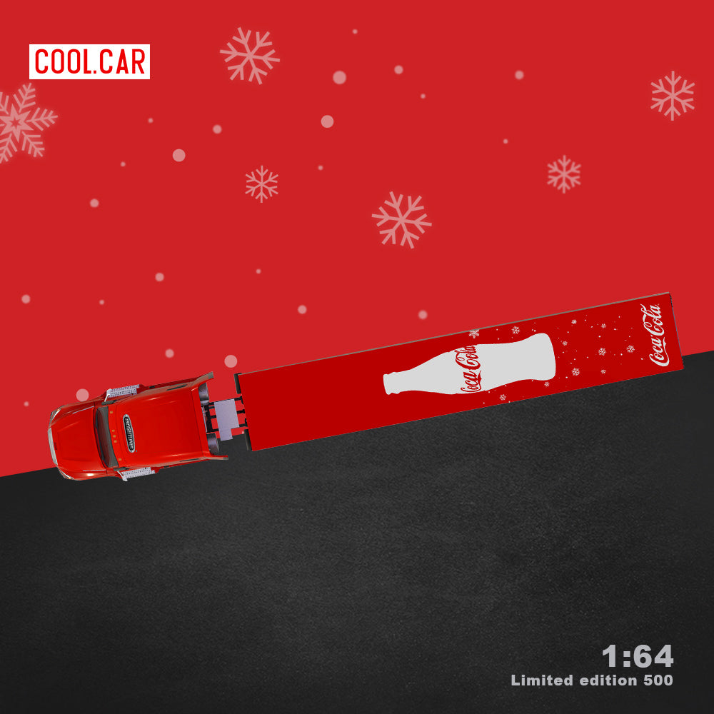 Cool.Car 1:64  Freightliner Container Truck Christmas Coca Cola Edition + Volkswagen Beetle + Volkswagen T1 Kombi Camper Van+2 Figures Full Set
