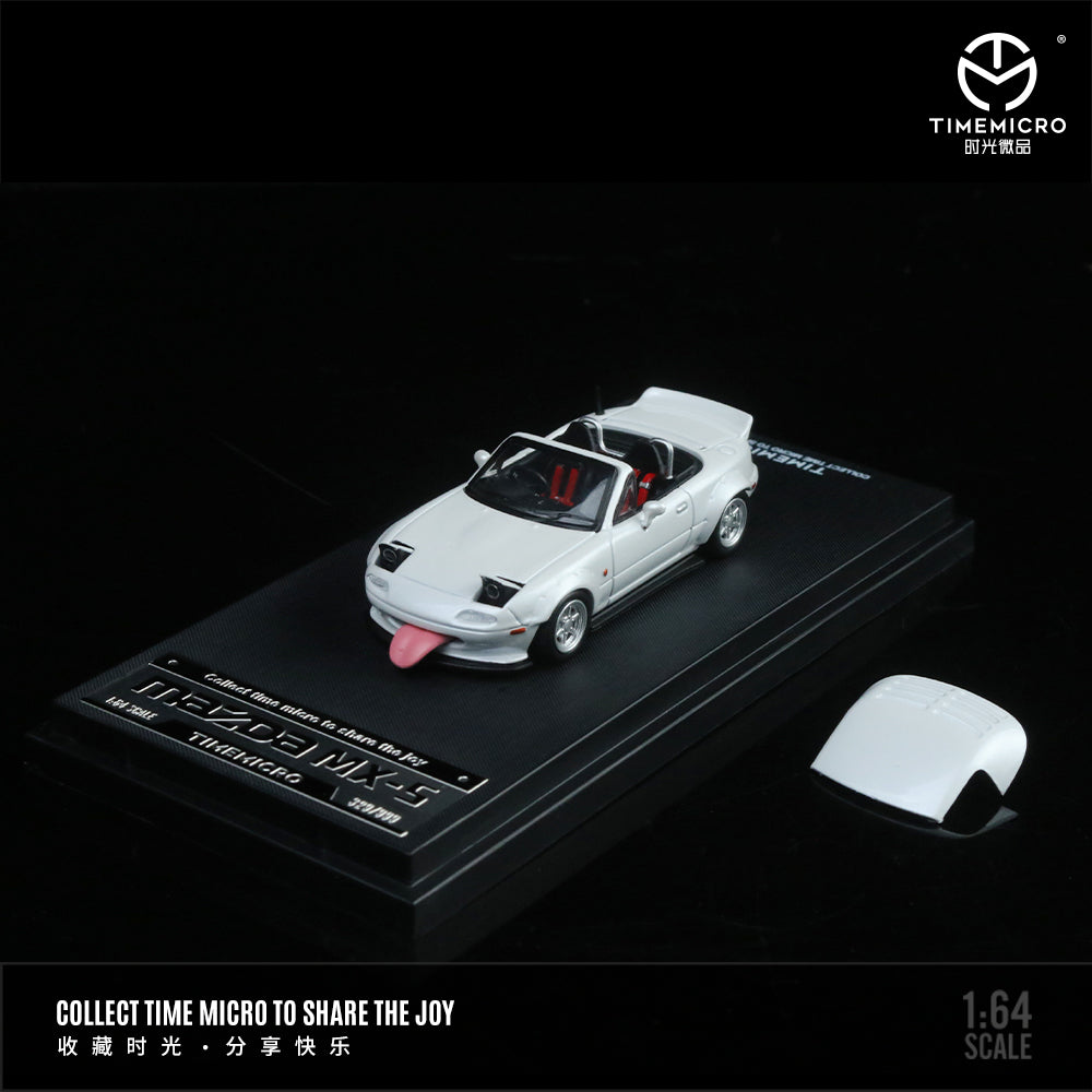 Time Micro 1:64 Mazda MX5 MX-5 White Foldable Head Lights Removable Roof