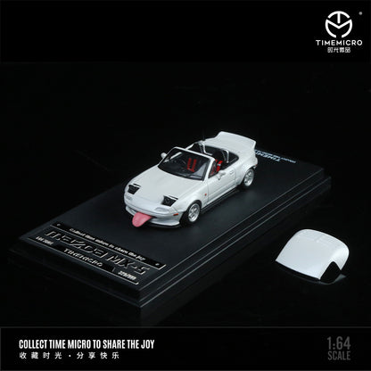 Time Micro 1:64 Mazda MX5 MX-5 White Foldable Head Lights Removable Roof