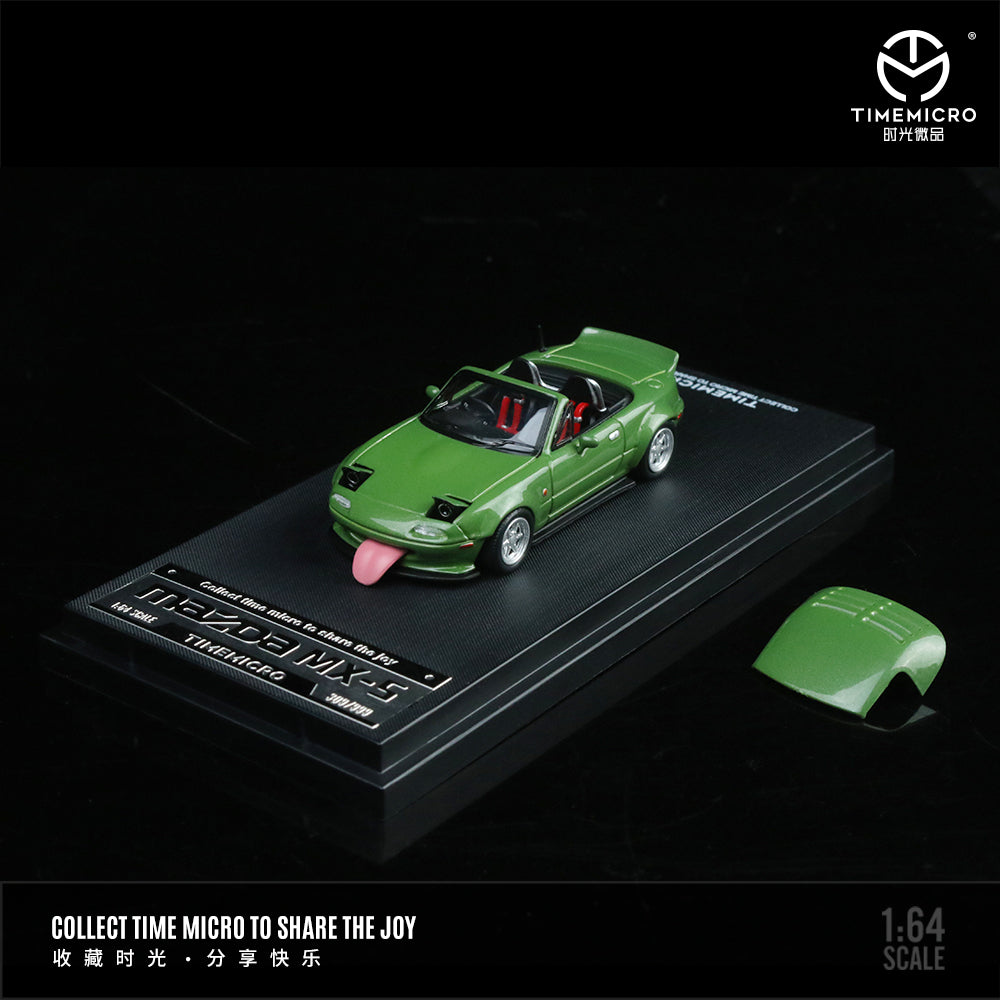 Time Micro 1:64 Mazda MX5 MX-5 Green Foldable Head Lights Removable Roof