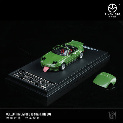 Time Micro 1:64 Mazda MX5 MX-5 Green Foldable Head Lights Removable Roof