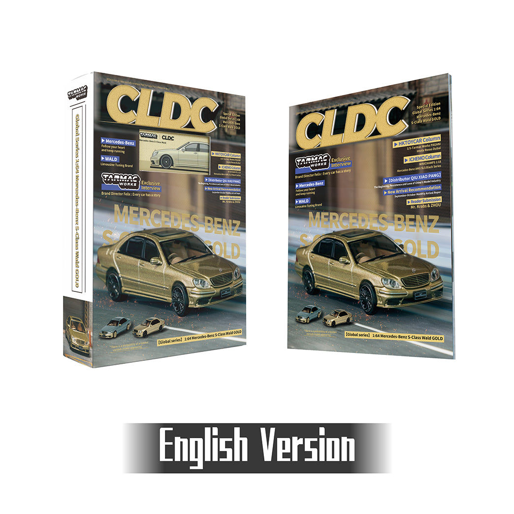 Tarmac Works x CLDC Exclusive Global Mercedes-Benz S-Class Wald GOLD Diecast Car Model with Magazine (English Version)