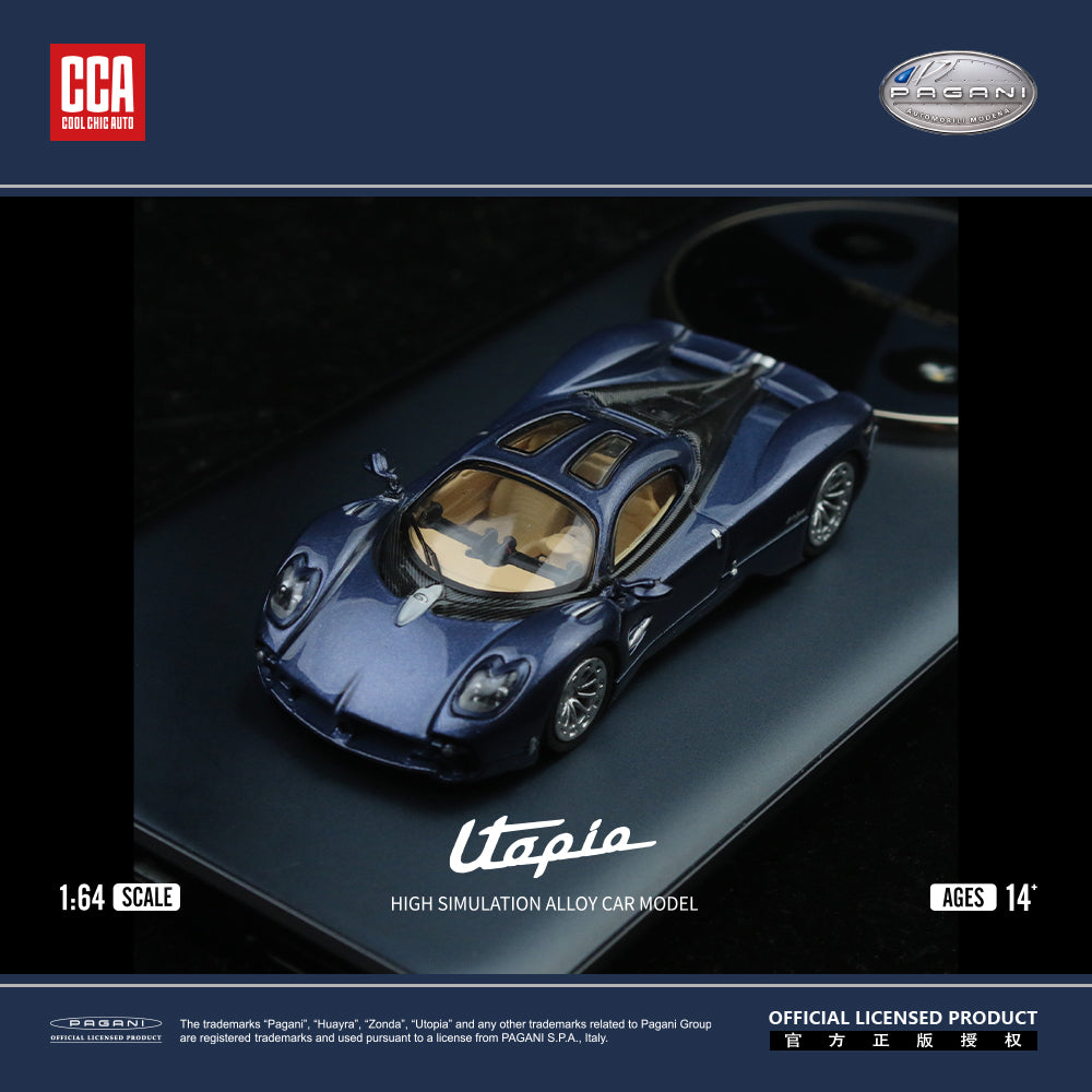 Modern Dream 1:64 Pagani Utopia Official Licensed Dark Blue with Silver Wheels