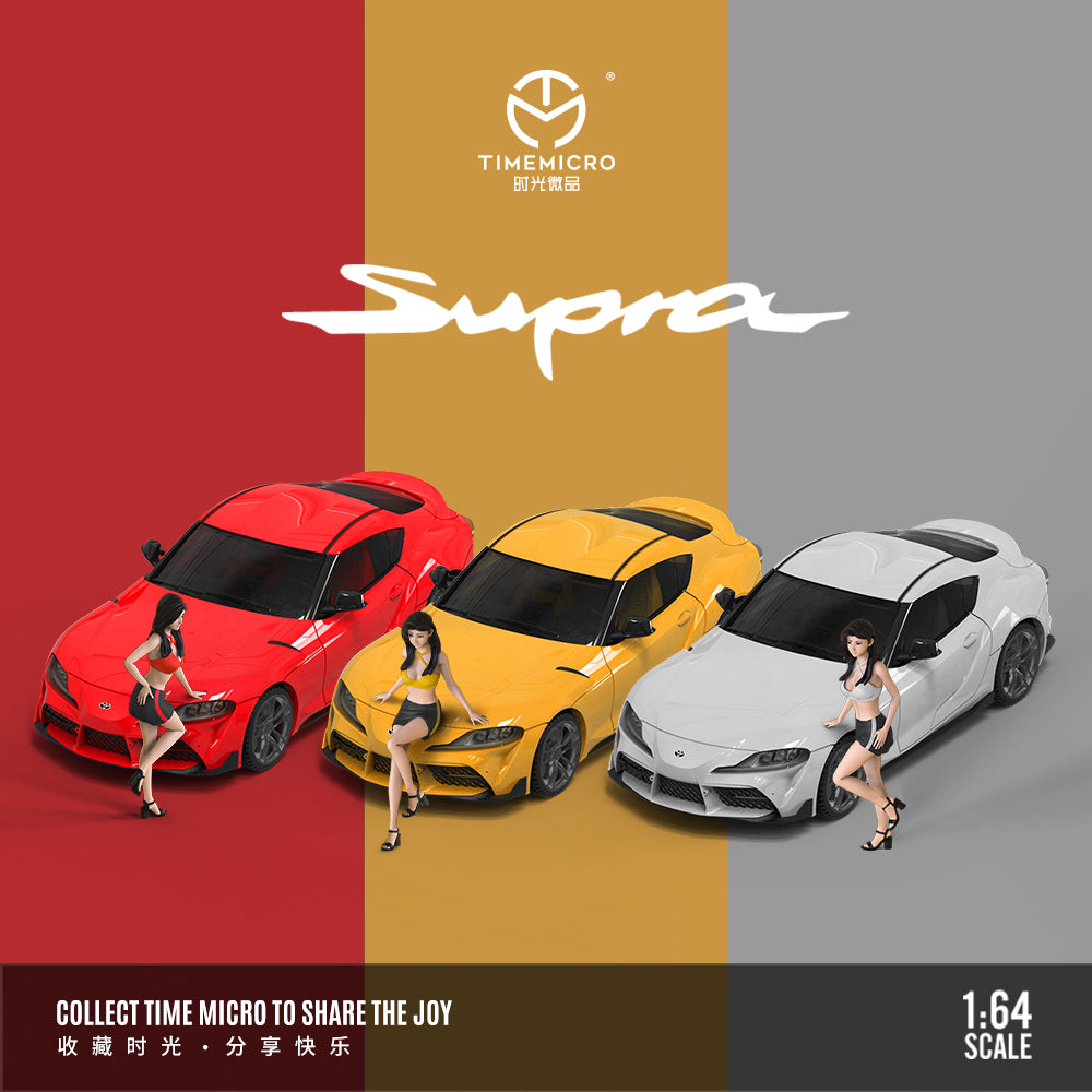 Time Micro 1:64 Toyota Supra A90 Red with Model Girl Figure
