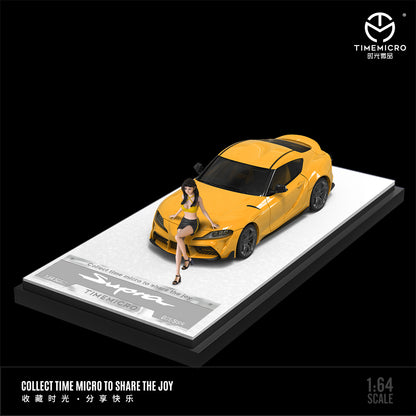 Time Micro 1:64 Toyota Supra A90 Yellow with Model Girl Figure