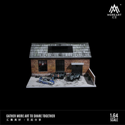 MoreArt 1:64 Old Factory Scene Model LED Light Diorama
