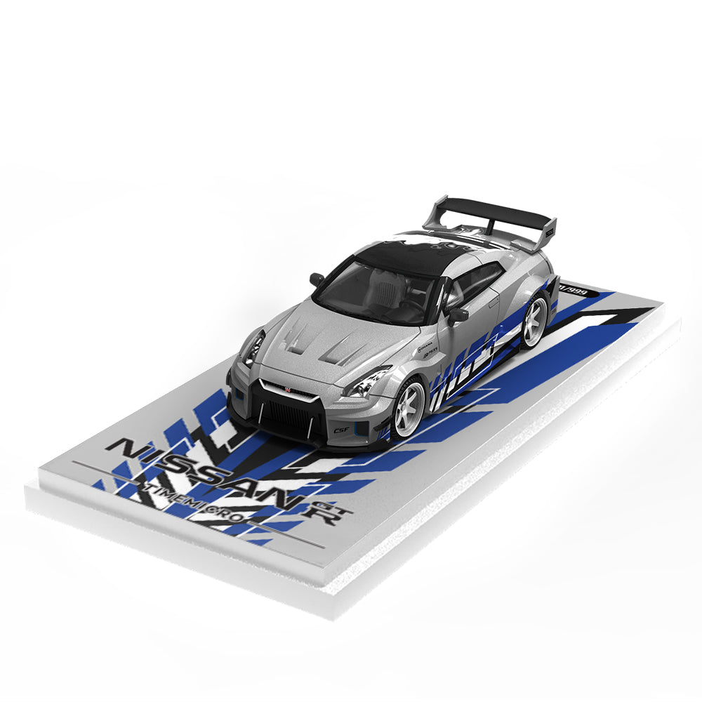 Time Micro 1:64 Nissan Skyline GT-R R35 Silver and Blue
