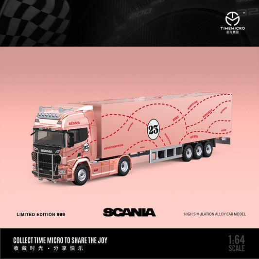 Time Micro X Perka 1:64 Scania Container Truck Pink Pig Edition