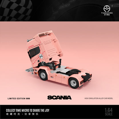 Time Micro X Perka 1:64 Scania Container Truck Pink Pig Edition