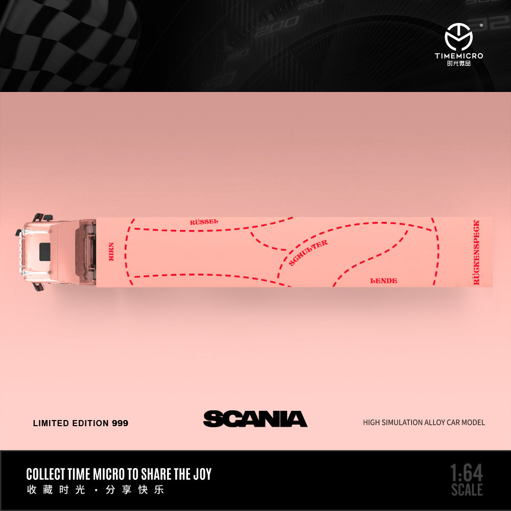 Time Micro X Perka 1:64 Scania Container Truck Pink Pig Edition
